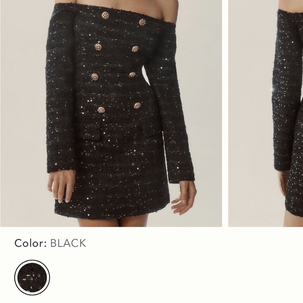 Endless rose off-the-shoulder tweed blazer dress (Anthropologie)